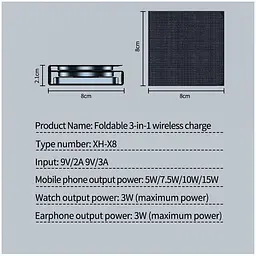 Заряджання Qi 3in1 Foldable Magnetic Wireless Charger XYJ X8 для 3 ґаджетів Phone Apple Watch AirPods - мініатюра 8