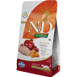 Беззерновий сухий корм для стерилізованих котів Farmina N&D Pumpkin Quail & Pomegranate Neutered Adult із перепілкою, гарбузом та гранатом 1.5 кг