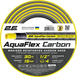 Шланг садовий AquaFlex Carbon 1/2" 30м 4 шари 20бар -10…+60°C 2E sad0001796 - мініатюра 2