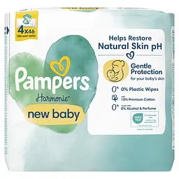 Набір дитячі вологі серветки Pampers Harmonie New Baby 184 шт. (4 уп. по 46 шт.) - мініатюра 2
