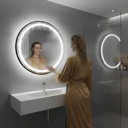 Кругле настінне дзеркало ModernHome Anti-Fog з LED-підсвіткою 60 см. - мініатюра 2