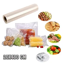 Пакети для вакууматора харчові рулонні прозорі 20×480 см, пакування продуктів у рулоні - мініатюра 2