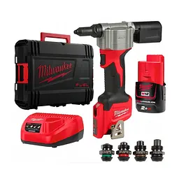 Заклепник акумуляторний MILWAUKEE, M12 BPRT-201X діаметр заклепок 2,4-4,8мм (зарядний пристрій С12 С, 1 акумулятор М12 В2 2Аг,