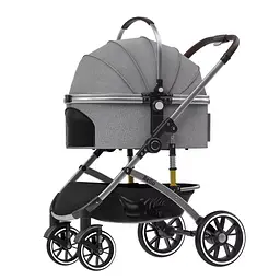 Складний візок для домашніх тварин зі знімною переноскою Bello LD11 Grey