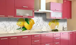 Кухонний фартух Соковиті Лимони вінілова наклейка ПВХ цитруси Фрукти Жовтий 60х250 см Happy Pocket Z181360 - мініатюра 2