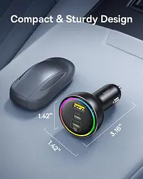 Автомобільний зарядний адаптер Baseus 152.5 W BSCC-ZX-CCL 2C+U з кабелем чорне - мініатюра 6