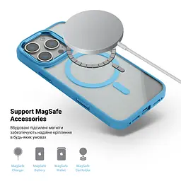 Чехол Apple iPhone 16 Pro, Unit MagSafe, голубой, прозрачный, магсейф, противоударный, магнитный, панель-накладка с поддержкой MagSafe, с поддержкой беспроводной зарядки, TPU+PC, защита всего корпуса, ударопрочный, ArmorStandart (ARM78724) - мініатюра 4