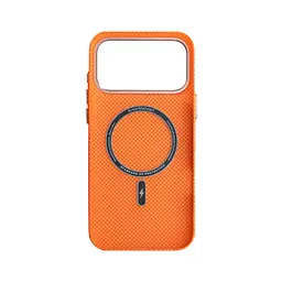 Карбоновый чехол для Apple iPhone 17 Pro Max, LikeCarbon2 SE MagCase, оранжевый, тонкий защитный чехол-панель из поликарбоната с магнитами N52, MagSafe, противоударный, совместим с беспроводной зарядкой, приподнятые края для защиты камеры - мініатюра 2
