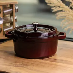 Кокотниця чавунна емальована 6,5 л, бургунді Yongkang HP-FLG-12 burgundy - мініатюра 2