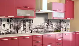 Вініловий кухонний фартух Ретро Париж наклейка для кухні ПВХ Ейфелева вежа Місто Сірий Happy Pocket Z181550 - мініатюра 2