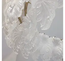 Велика золота LED люстра-квітка Artlight 7066-800GD з рельєфним скляним листям діаметром 78 см - мініатюра 6