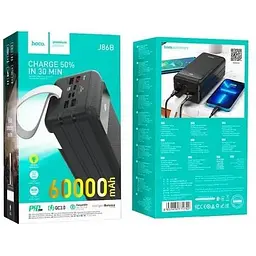 Зовнішній акумулятор Hoco J86B Electric fully compatible 60000mAh чорний - мініатюра 6