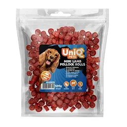 Ласощі для собак UniQ PETS Міні рулети з баранини та тріски 500 г
