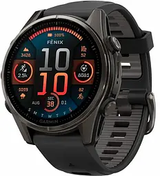 Смарт-годинник Garmin Fenix 8 43mm AMOLED Sapphire Carbon Gray DLC Tit. w. Black/Pebble Gray S. Band (010-02903-20)