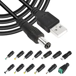 Кабель живлення 5,5 мм x 2,1 мм GINTOOYUN 5V USB2.0 — DC універсальний