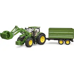 Масштабна модель автомобіля Bruder трактор John Deere 7R 350 з навантажувачем та причепом (03155)