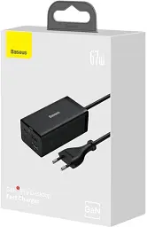 МЗП Baseus GaN5 Pro Desktop Fast Charger 1USB+2Type-C+HDXiaomi 67W with 1.5m Power Cord CCGP110201 Black - мініатюра 6