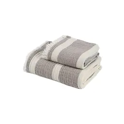 Рушник Lotus Home - Milana muslin beige-lead blue 80x160 - мініатюра 8