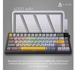 Клавиатура игровая механическая беспроводная Ajazz AK-650B Black RGB Flying Fish Switch Hot-Swap 2.4G/Bluetooth/USB - мініатюра 14