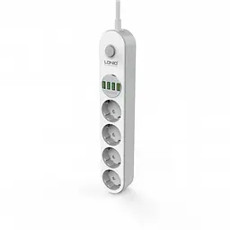 Мережевий фільтр подовжувач 4 євро розетки 4 USB 2м із захистом та заземленням LDNIO SE4432 2500W 10A USB 3.4A - мініатюра 6