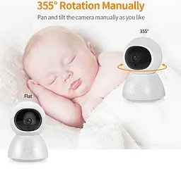 Відеоняня INQMEGA BM288 baby monitor безпровідна з великим 5" дюймовим монітором, датчик температури, підсвітка, запис відео (100933) - мініатюра 6