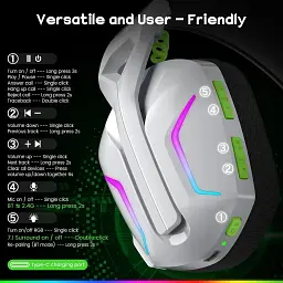 Bluetooth-навушники WESEARY WG1, бездротова ігрова гарнітура 2,4 ГГц з мікрофоном для PS5/PS4/PC/Switch/Mac - мініатюра 5