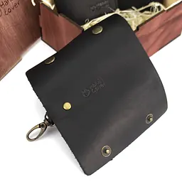 Подарунковий набір чоловічий в коробці Handycover №46 (чорний) ключниця, обкладинка на документи і паспорт - мініатюра 6