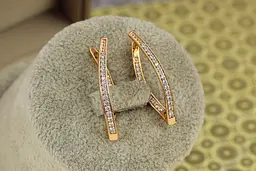 Сережки Xuping Jewelry овальні дужки 3 см золотисті - мініатюра 2