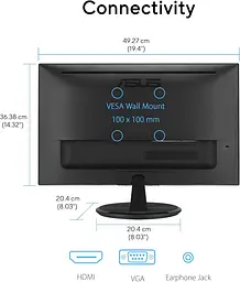 Монітор Asus 21.45" VP227HF (90LM0880-B01O71) VA Чорний 100Hz - мініатюра 6