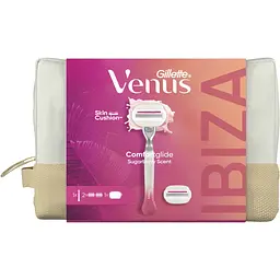 Подарунковий набір: Станок для гоління жіночий Gillette Venus Comfortglide Sugarberry Plus Olay з 2 змінними картриджами + Косметичка - мініатюра 2