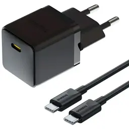 Зарядний пристрій Baseus Palm Fast Charger 1C 20W + Cable 1.0m Type-C 60W black (P10111602113-01)