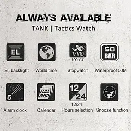 Годинник чоловічий наручний North Edge Tank 5BAR (Чорний) - мініатюра 5