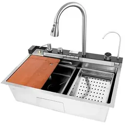 Кухонна мийка Mixxus Premium MH7545-SET-04.SUS304 із вбудованим змішувачем MX1701, Нержавіюча сталь
