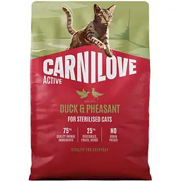 Сухий корм для стерилізованих котів Carnilove Active Duck & Pheasant Sterilised качка і фазан 2 кг