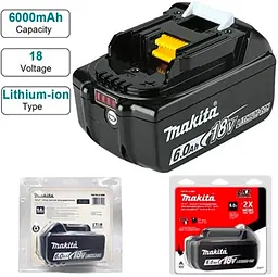 Акумулятор BL1860B 18V/6A до електроінструменту Makita з індикацією заряду (в блістері) - мініатюра 6