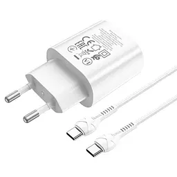 Адаптер мережевий HOCO Type-C to Type-C Cable Jetta charger set N22 25W білий - мініатюра 9