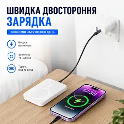 Магнітний повербанк MagSafe 5000 мА·год — ультратонкий, з двосторонньою зарядкою. Білий - мініатюра 11