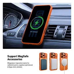 Чехол для Apple iPhone 17 Pro, Uniq MagCase, оранжевый, противоударный, панель-накладка с MagSafe, ударопрочный TPU+PC, с магнитом MagSafe, поддержка полноценной беспроводной зарядки, ArmorStandart (ARM86622) - мініатюра 4