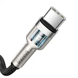 Кабель Baseus Cafule Metal Type-C to Type-C 100W 2 м чорний (CATJK-D01) - мініатюра 3
