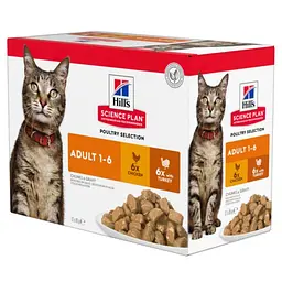 Вологий корм для дорослих котів Hill's SP Adult з куркою та з індичкою, 85 г х 12 шт.