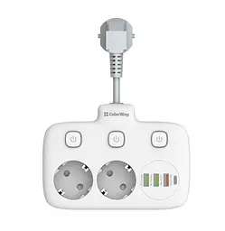Мережевий фільтр-адаптер ColorWay CHE-24-PDW 20W, 2x220V, 3xUSB-A, 1xUSB-C - мініатюра 3