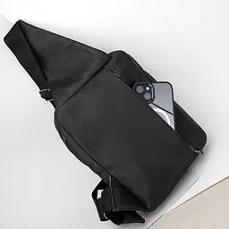 Сумка-рюкзак чоловіча шкіряна Handycover S357 чорна через плече - мініатюра 5