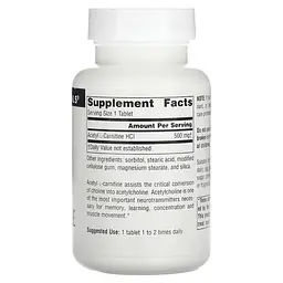 Ацетил L-карнітин Source Naturals Acetyl L-Carnitine 500 mg, 60 таблеток - мініатюра 2