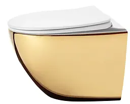 Підвісний унітаз Rea Carlo Mini безободковий Tornado NFQ gold white REA-C6006 - мініатюра 4