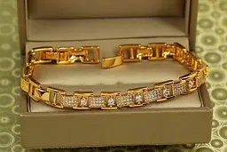 Браслет Xuping Jewelry вплетена стрічка з камінчиками 17 см 7 мм золотистий