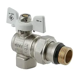 Кран кульовий з американкою Nolf Classic NFC.983-06-1/2" FM ГШМ кутовий "антипротікання" white NF3162