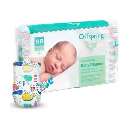 Подгузники Offspring Willy the Whale размер NB до 4 кг 56 шт (DP-OI-FAT-NB56P-WTW)