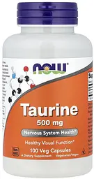Амінокислота таурин, 500 мг, 100 веганських капсул NOW Foods