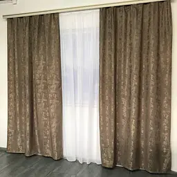Мармурові жакардові штори кавового кольору на тасьмі 2шт. 150х270 ALBO pbe0052497 - мініатюра 9