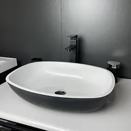 Умивальник накладний Adamant Amarant Black-White glossy 540x410x130мм, штучний камінь 54 см - мініатюра 3